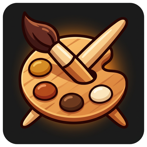 PaintCoach icon: a wooden palette and brushes